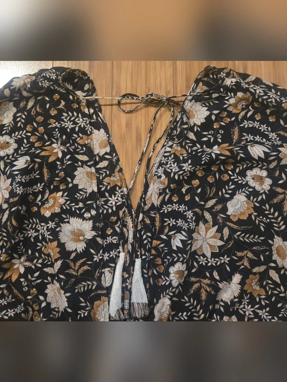 Carly Jean Boho Floral Maxi Dress in Black and Cream - Picture 11 of 15
